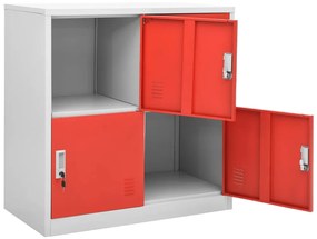 vidaXL Φοριαμός Ανοιχτό Γκρι / Κόκκινο 90 x 45 x 92,5 εκ. Ατσάλινος