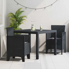 vidaXL Σέτ φαγητού για κήπο 3 pcs Ανθρακί Πολυπροπυλένιο