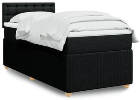 vidaXL Κρεβάτι Boxspring με Στρώμα Μαύρο 80 x 200 εκ. Υφασμάτινο