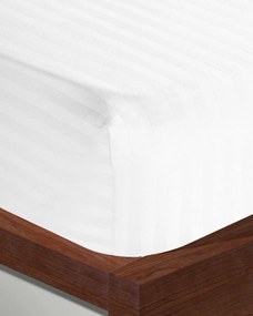 Σεντόνι με λάστιχο Redon με σατινόριγο σχέδιο Διπλή (140x200 35cm) Άσπρο