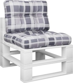 vidaXL Μαξιλάρια Παλέτας 2 τεμ. Γκρι Καρό Υφασμάτινα