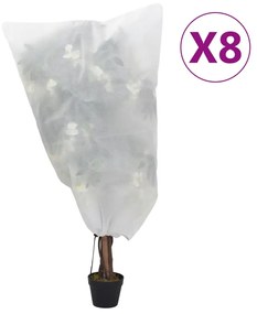 vidaXL Καλύμματα Φυτών Αντιπαγετικά με Κορδόνι 8 τεμ. 70γρ/μ² 0,8x1 μ.