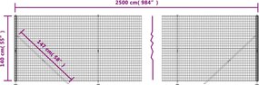 vidaXL Συρματόπλεγμα Περίφραξης Πράσινο 1,4 x 25 μ. με Βάσεις Φλάντζα