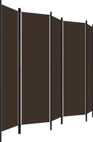 vidaXL Διαχωριστικό Δωματίου με 5 Πάνελ Καφέ 250 x 180 εκ.