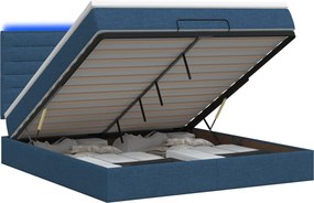 vidaXL Κρεβάτι Ottoman με Στρώμα και LED Μπλε 140 x 200 cm Ύφασμα