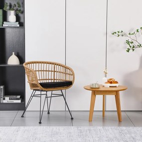 Πολυθρόνα Naoki με μαξιλάρι pe rattan σε φυσική απόχρωση και μαύρα μεταλλικά πόδια 63x61x79εκ