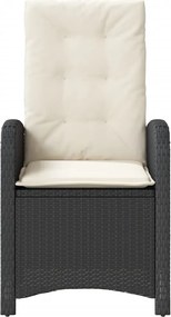 vidaXL Πολυθρόνες Κήπου Ανακλ/νες 2 τεμ. Μαύρες Συνθ. Ρατάν+Μαξιλάρια