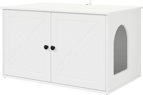 vidaXL Σπίτι Γάτας Λευκό 85 x 55 x 50,5 εκ Επεξεργασμένο ξύλο