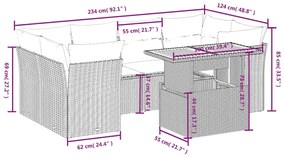 vidaXL Καναπές Σετ 7 Τεμαχίων Μαύρο Συνθετικό Ρατάν με Μαξιλάρια