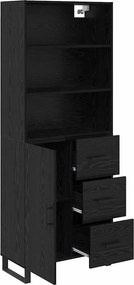 vidaXL Highboard με συρτάρι 2 pcs Μαύρη Οξυά Επεξεργασμένο ξύλο