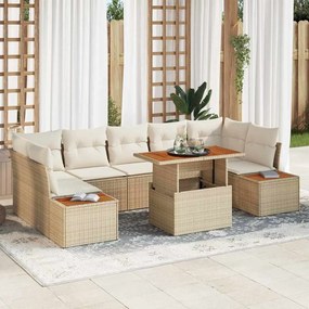 vidaXL Σετ Καναπέ Κήπου με αποθήκευση 8 pcs Μπεζ Πολυ ράταν