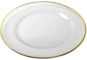 Πιάτο Ρηχό SUP106K4 Φ33x1,8cm Clear-Gold Espiel Glass