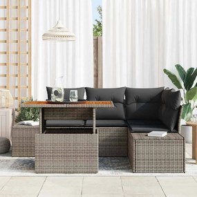 vidaXL Σετ Καναπέ Κήπου με αποθήκευση 5 pcs Γκρι Πολυ ράταν