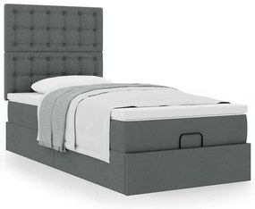 vidaXL Οθωμανικό κρεβάτι με στρώμα Σκούρο γκρι 80x200cm ύφασμα