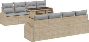 vidaXL Σετ Καναπέ Κήπου με μαξιλάρι 7 pcs Μπεζ Πολυ ράταν