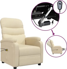vidaXL Πολυθρόνα Μασάζ Ηλεκτρική Κρεμ Υφασμάτινη