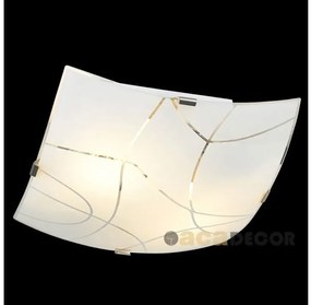 Πλαφονιέρα φωτιστικό τετράγωνο γυάλινο λευκό με γραμμές DL18 ACA-DL186I-Λευκό DL186I