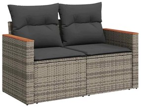 vidaXL Σετ Καναπέ Κήπου με μαξιλάρι 9 pcs Γκρι Πολυ ράταν