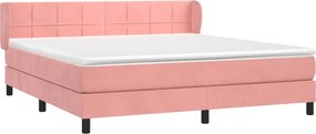 vidaXL Κρεβάτι Boxspring με Στρώμα Ροζ 160x200 εκ. Βελούδινο