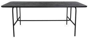 Τραπέζι Dallas 1717, Μαύρο, 74x90x200cm, 47 kg, Φυσικό ξύλο καπλαμά, Ινοσανίδες μέσης πυκνότητας, Μέταλλο | Epipla1.gr