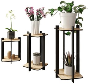 Ανθοστήλη Square (Σετ 3Τμχ) 282PTR1306 23x23x30/40/50cm Oak Hanah Home Mdf,Ξύλο