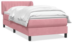 vidaXL Κρεβάτι Boxspring με Στρώμα Ροζ 90x220 εκ. Βελούδινο