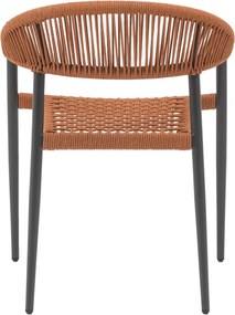 Πολυθρόνα Freiburg pakoworld αλουμίνιο μαύρο-σχοινί φυσικό-κεραμιδί