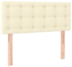 vidaXL Κρεβάτι Boxspring με Στρώμα &amp; LED Κρεμ 100x200 εκ. Συνθ. Δέρμα