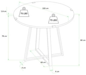 ΤΡΑΠΕΖΙ RUBES MEGAPAP ΧΡΩΜΑ ΚΑΡΥΔΙ - ΑΝΘΡΑΚΙ 100X100X78ΕΚ.