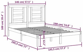 vidaXL Πλαίσιο Κρεβατιού Μαύρο 140 x 190 εκ. από Μασίφ Ξύλο Πεύκου