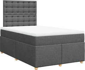 vidaXL Κρεβάτι Boxspring με Στρώμα Σκούρο Γκρι 120x190 εκ Υφασμάτινο