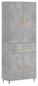 vidaXL Ντουλάπι Γκρι Σκυροδέματος 69,5x34x180 εκ. Επεξεργασμένο Ξύλο