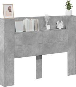 vidaXL Κεφαλάρι Ντουλάπι με LED Σκυρόδεμα 140 x 16,5 x 103,5 cm