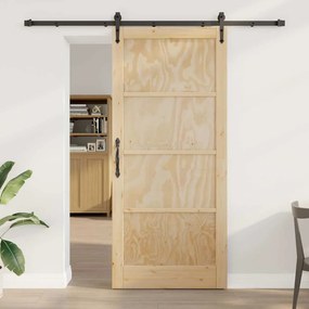 vidaXL Συρόμενη Πόρτα ORKDAL Καφέ 93 x 211 εκ. Μασίφ ξύλο πεύκου