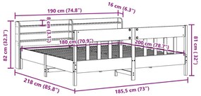 Σκελετός Κρεβατιού Χωρίς Στρώμα 180x200 εκ Μασίφ Ξύλο Πεύκου - Καφέ