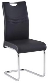Καρέκλα Croft ΕΜ914,4 43x58x97cm Chrome-Black Σετ 4τμχ Μέταλλο,Τεχνόδερμα