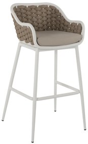 STOOL ALUMINUM WHITE WITH BEIGE ROPE 50x51x103Hcm.