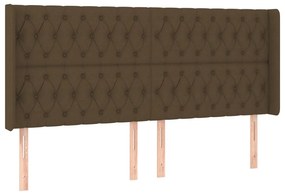 vidaXL Κρεβάτι Boxspring με Στρώμα &amp; LED Σκ.Καφέ 180x200εκ. Υφασμάτινο