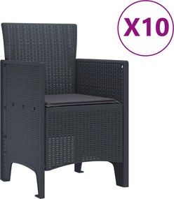 vidaXL Σέτ φαγητού για κήπο 11 pcs Ανθρακί Πολυπροπυλένιο