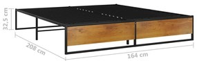 vidaXL Πλαίσιο Κρεβατιού Μαύρο 160 x 200 εκ. Μεταλλικό