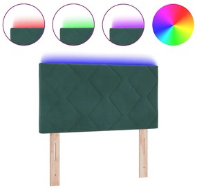 vidaXL LED Κεφαλάρι με φώτα λωρίδας LED Σκούρο πράσινο 80 cm Βελούδο