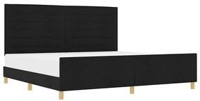 vidaXL Σκελετός Κρεβατιού με κεφαλάρι Μαύρο 200 x 200 cm ύφασμα