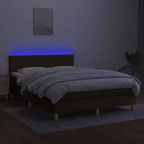 ΚΡΕΒΑΤΙ BOXSPRING ΜΕ ΣΤΡΩΜΑ &amp; LED ΣΚ.ΚΑΦΕ 140X190 ΕΚ ΥΦΑΣΜΑΤΙΝΟ 3133552