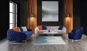 Σετ Σαλονιού 3 + 3 + 1 σε μπλε και μπεζ χρώμα 240x71x97 cm