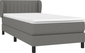 vidaXL Κρεβάτι Boxspring με Στρώμα Σκούρο Γκρι 80x200 εκ. Υφασμάτινο