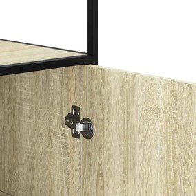 Highboard Δρυς sonoma 68x35x139 cm Επεξεργασμένο ξύλο μέταλλο - Καφέ