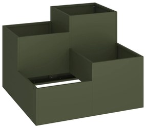 vidaXL Κηπουρική Γλάστρα 80x80x60 εκ. Πράσινος Ελαιόδεντρο Ατσάλι