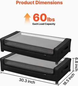 VEVOR Under Bed Storage with Wheels 30.3x18.5x6.8 In Rolling Storage Bags 2 Pack