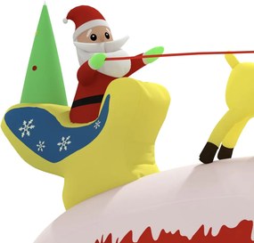 vidaXL Άγιος Βασίλης Έλκηθρο με Ταράνδους Φουσκωτό με LED 145 εκ.