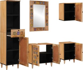 vidaXL Σετ Επίπλων Μπάνιου 5 τμχ. Φυσικό 38 x 33 x 160 εκ.